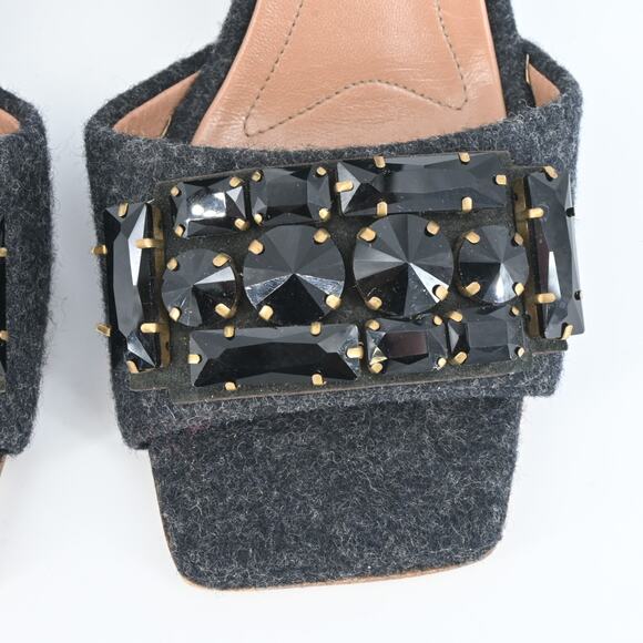 MARNI Gray Felt Rhinestone Block Heels Size 40 - Picture 8 of 13